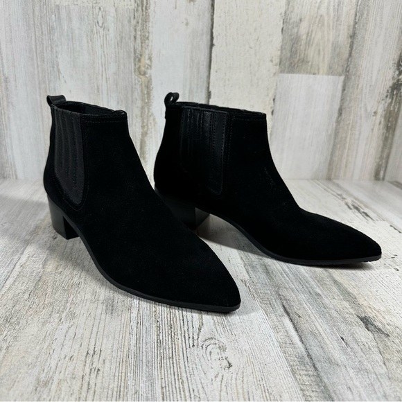 NYDJ Gilan Black Suede Ankle Chelsea Boots with Elastic Gore Inserts #1368 - Picture 10 of 12